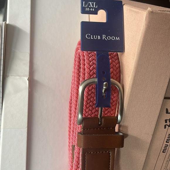 New Club Room Men's Stretch Braided Belt Faux-Leather Trim pink L/XL 38 44 $39.5 - Picture 1 of 7